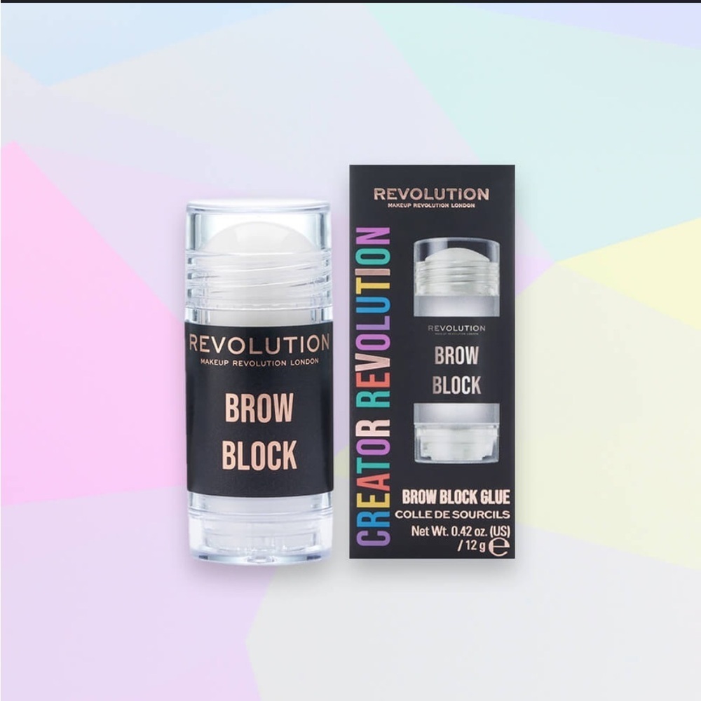 Revolution Creator Brow Block Glue smooth & hold brow in place Net Wt 0.42 oz